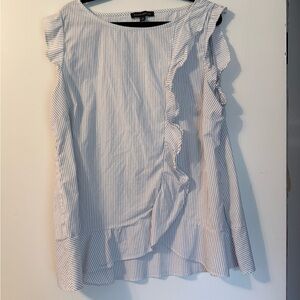 Banana Republic Blue and White Ruffle Blouse